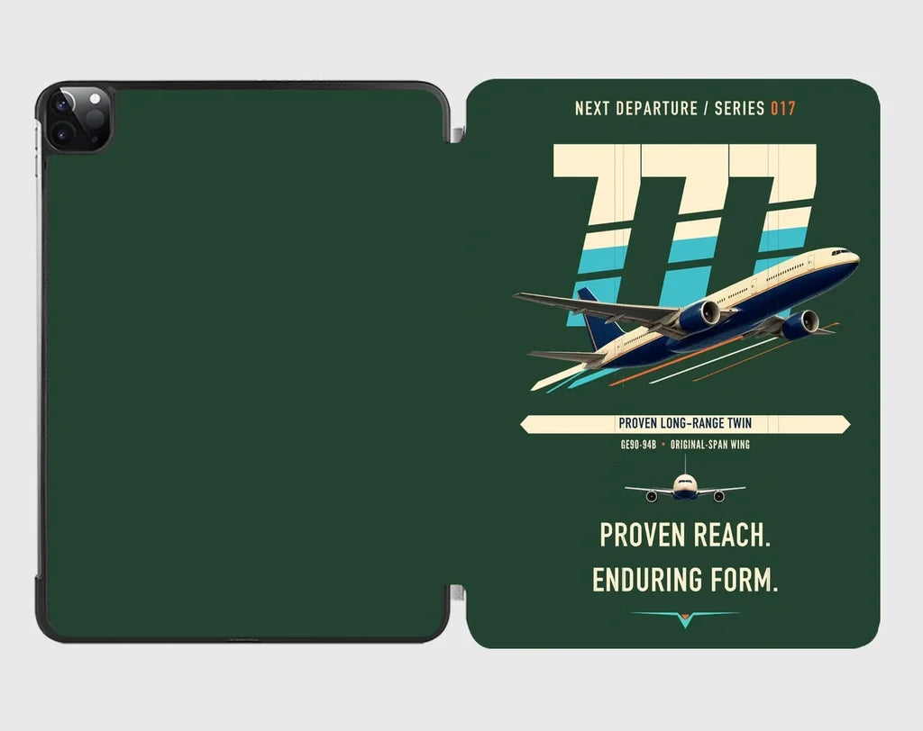 Boeing 777-200ER design on dark green ipad tablet case