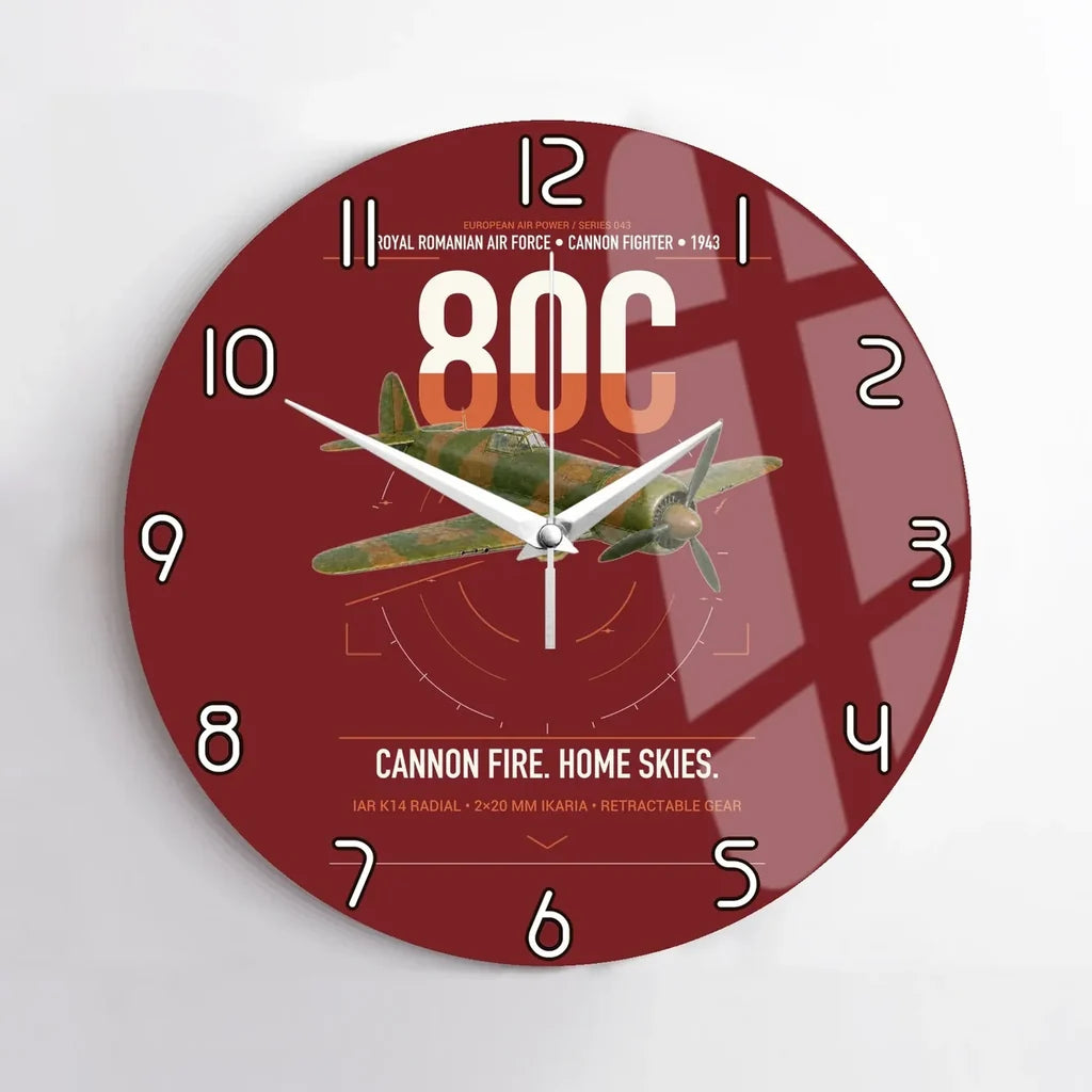IAR 80C design on dark red no frame wall clock