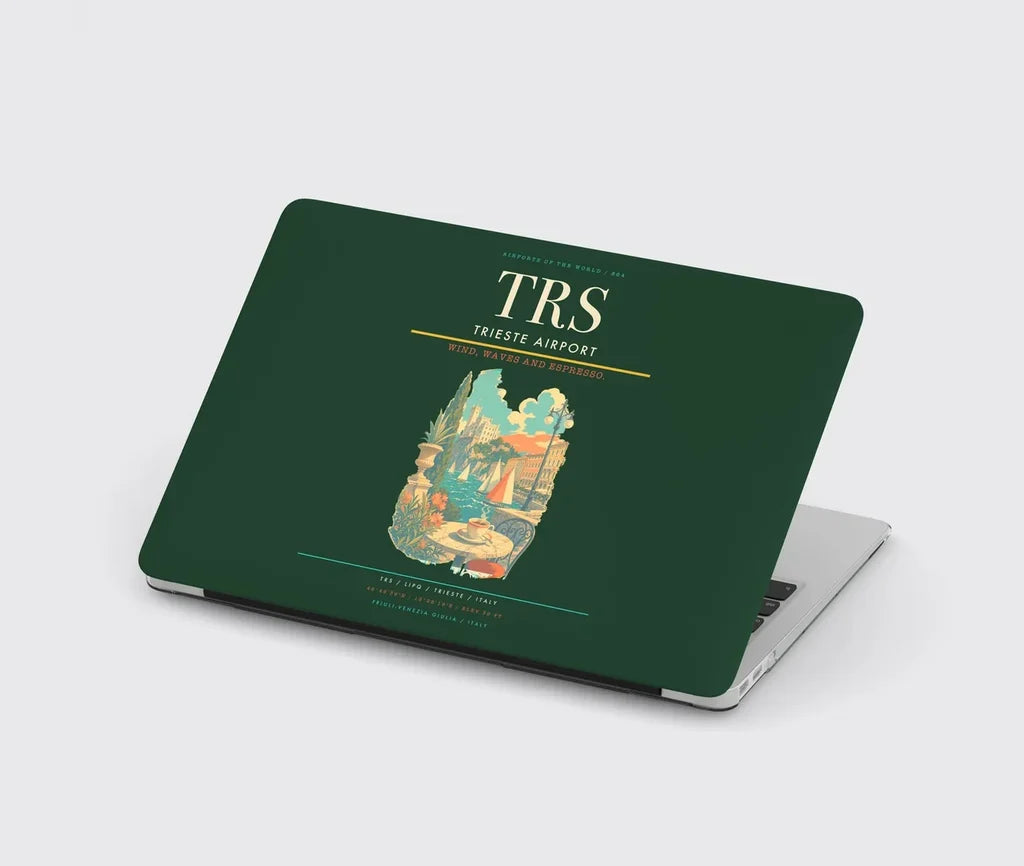 Trieste Airport (TRS) design on dark green MacBook case