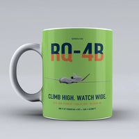 Thumbnail for RQ-4B Global Hawk design on light green ceramic mug, double-side print