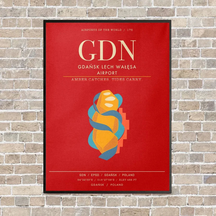 Gdansk Lech Waesa Airport GDN - Canvas Framed - Red