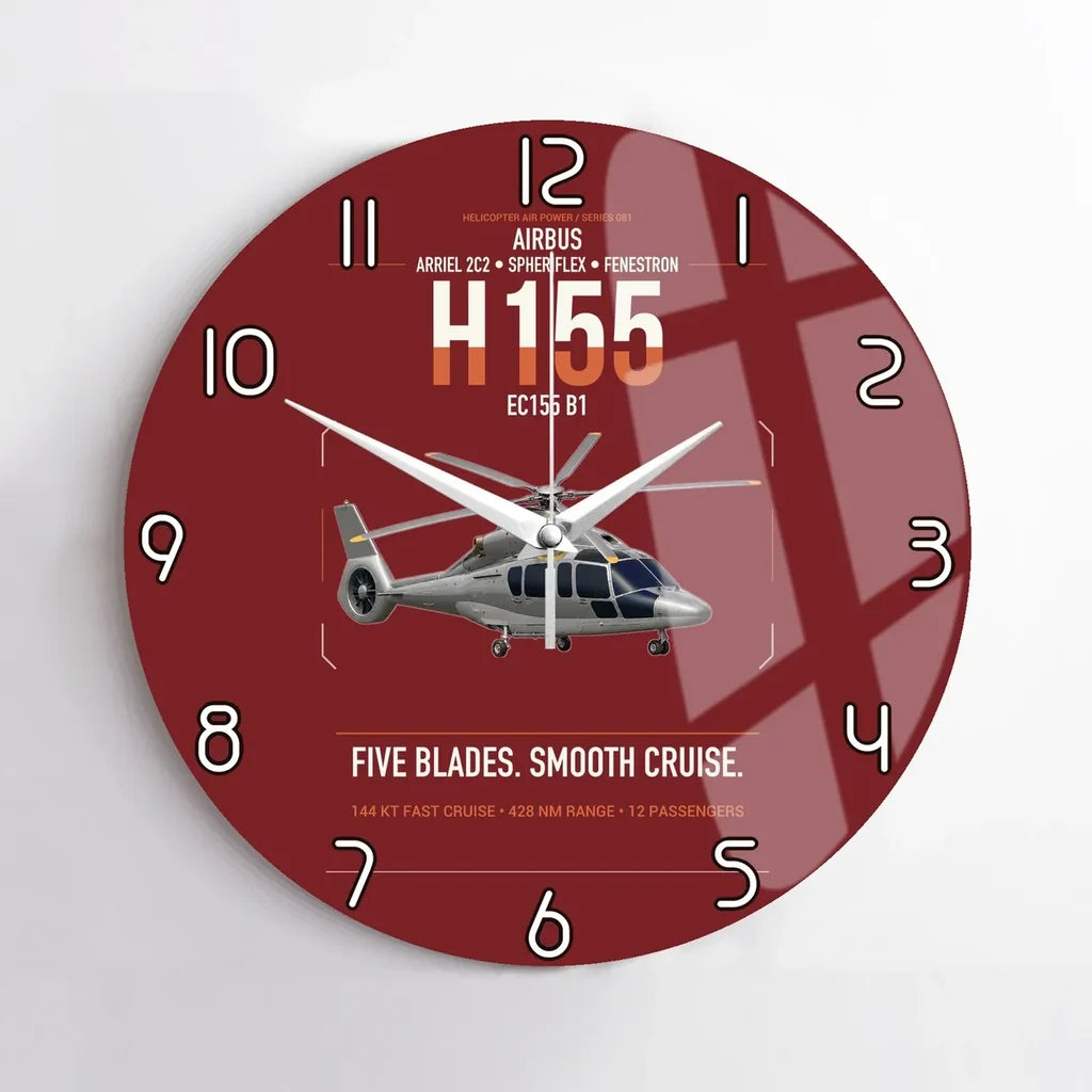 Airbus H155 EC155 B1 design on dark red no frame wall clock