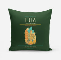 Thumbnail for Lublin Airport (LUZ) design on dark green pillow