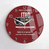 Thumbnail for JT8D design on dark red no frame wall clock