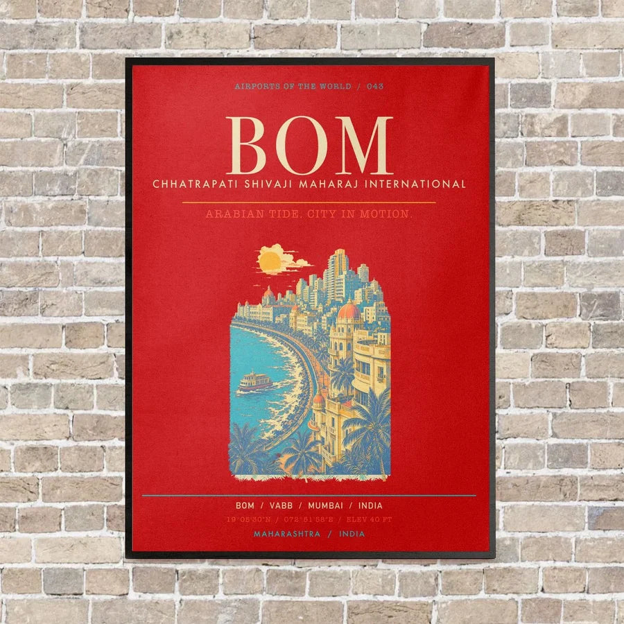 Chhatrapati Shivaji Maharaj International Airport Mumbai BOM - Canvas Framed - Red