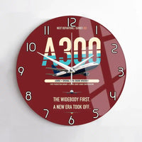 Thumbnail for Airbus A300B2 design on dark red no frame wall clock