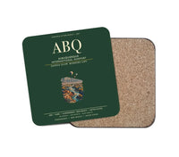 Thumbnail for Albuquerque International Sunport (ABQ) design on dark green 1 piece coaster
