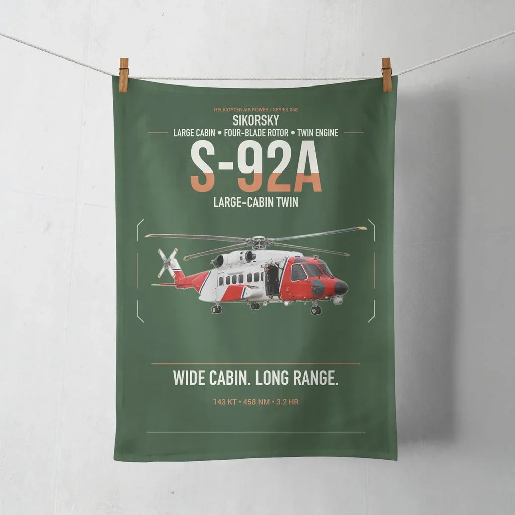 Sikorsky S-92A design on dark green towel