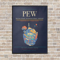 Thumbnail for Bacha Khan International Airport PEW - Canvas Framed - Navy Blue