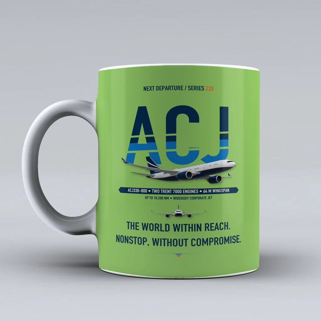 ACJ330neo Mug design on light green airbus