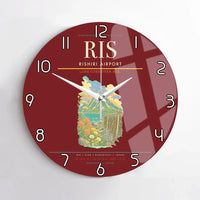 Thumbnail for Rishiri Airport (RIS) design on dark red no frame wall clock