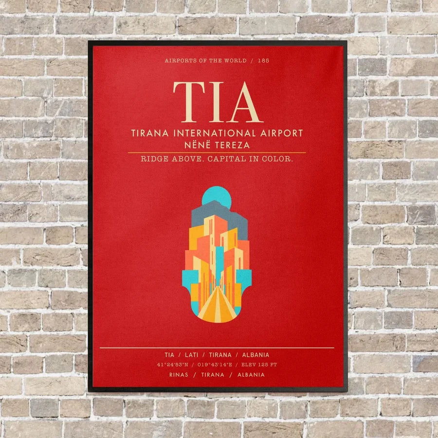 Tirana International Airport Nene Tereza TIA - Canvas Framed - Red