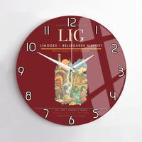 Thumbnail for Limoges – Bellegarde Airport (LIG) design on dark red no frame wall clock
