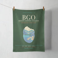 Thumbnail for Bergen Airport Flesland BGO - Seven-Rain Fjord Tapestry - Dark Green
