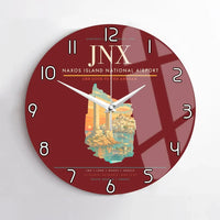 Thumbnail for Naxos Island National Airport (JNX) design on dark red no frame wall clock