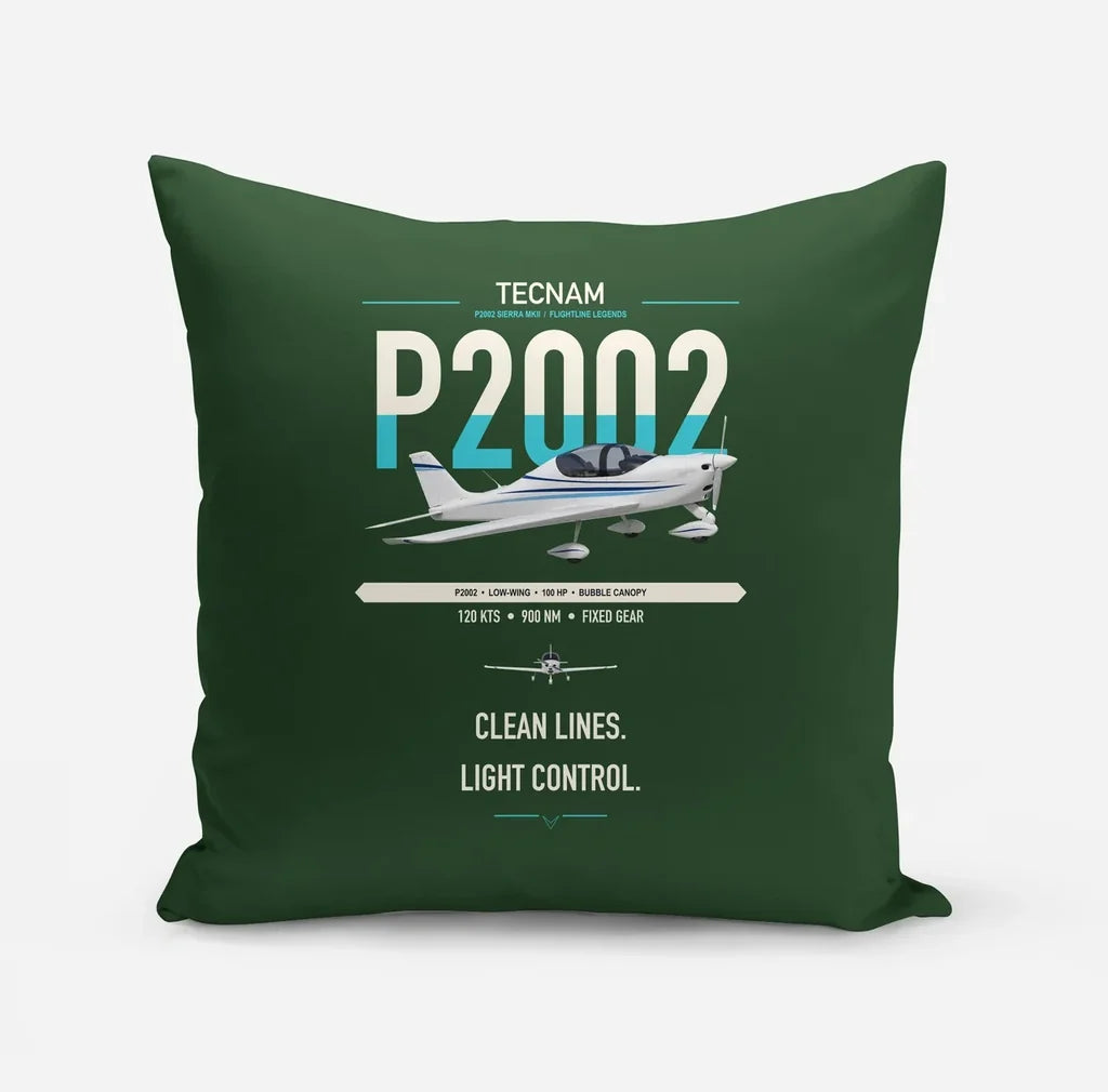 Tecnam P2002 Sierra MkII design on dark green pillow