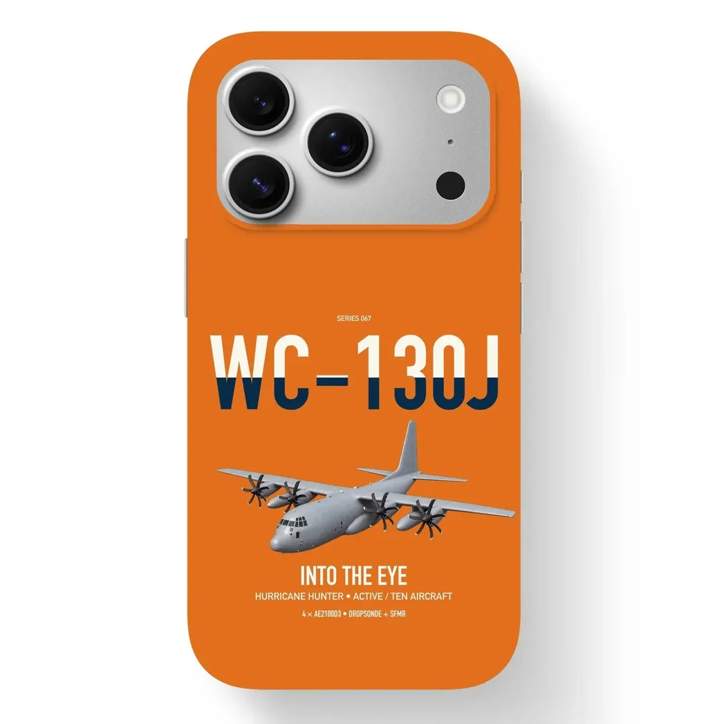 WC-130J Hurricane Hunter design on orange magsafe iphone case, for iPhone 17 Pro