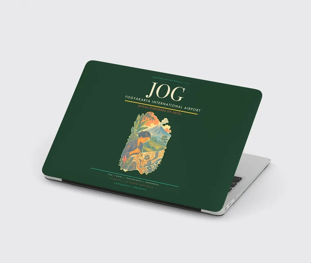 Yogyakarta International Airport (JOG) design on dark green MacBook case