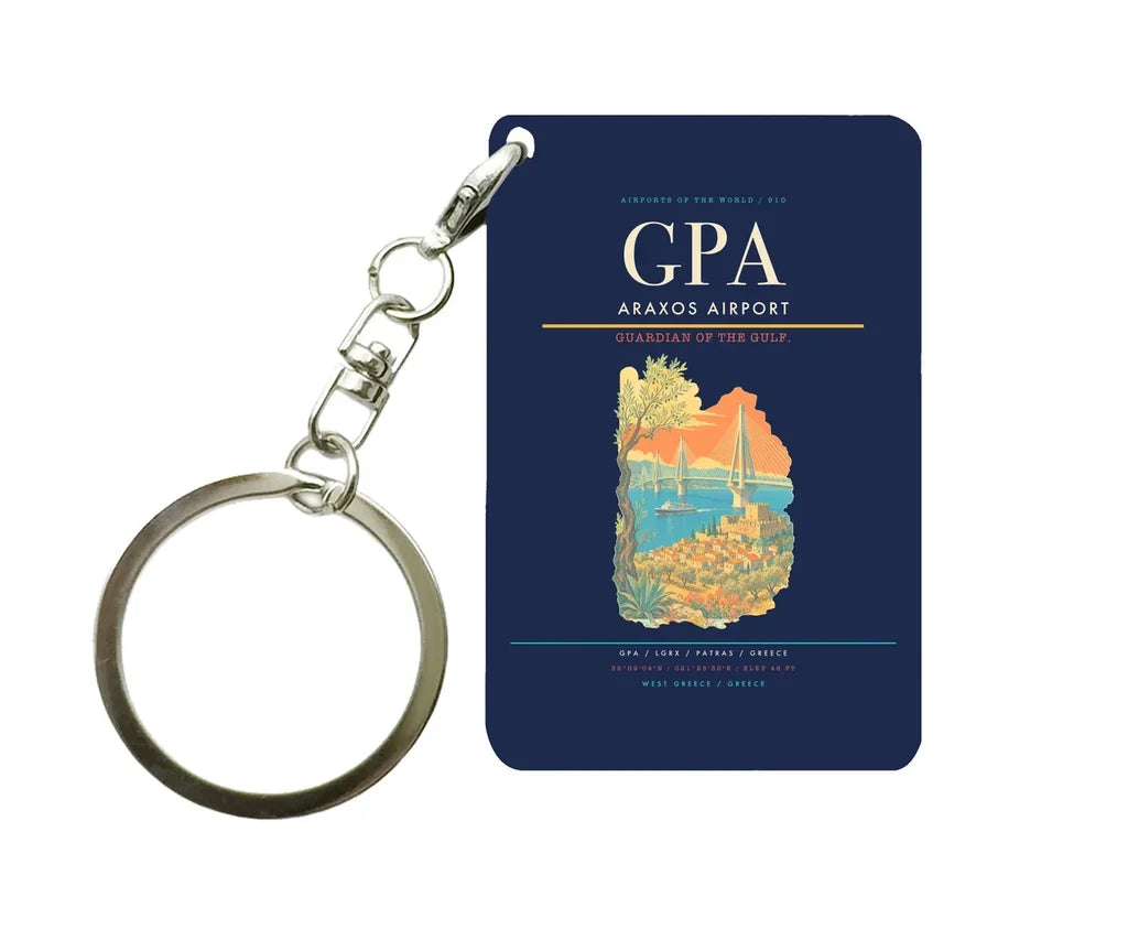 Araxos Airport (GPA) design on navy blue key chain