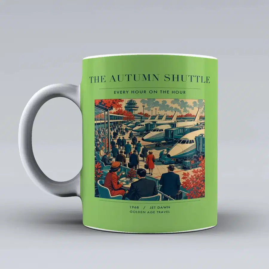 VINTAGE G4120 - The Autumn Shuttle - Ceramic Mug design on lightgreen
