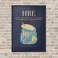 Thumbnail for Borg El Arab Airport HBE — Alexandria vertical canvas print - framed - navy blue background