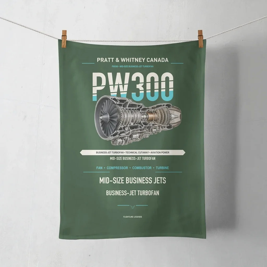 PW300 design on dark green towel