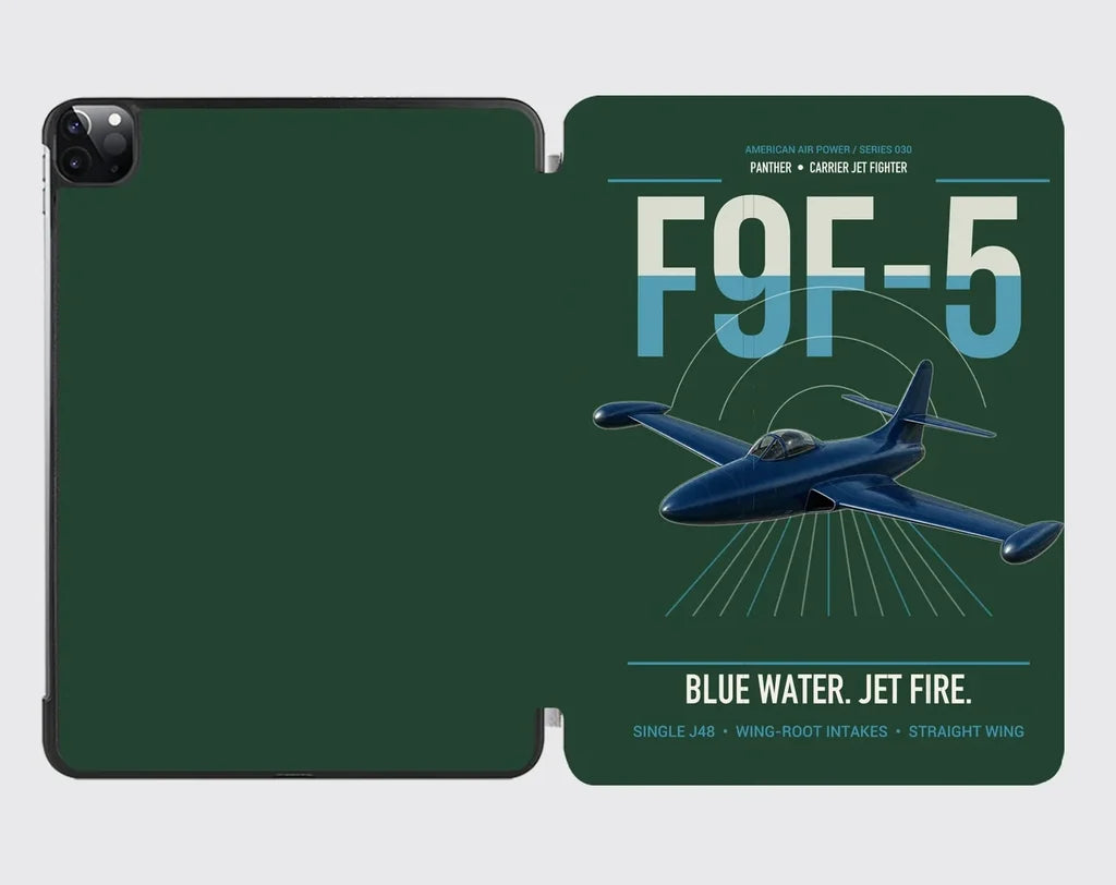 F9F-5 Panther design on dark green ipad tablet case