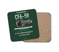 Thumbnail for CF6-50 design on dark green 1 piece coaster