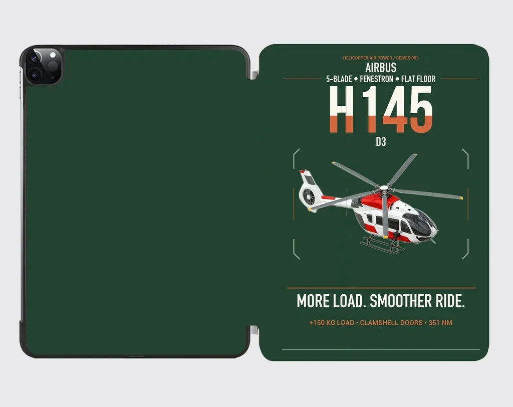 Airbus H145 D3 design on dark green ipad tablet case