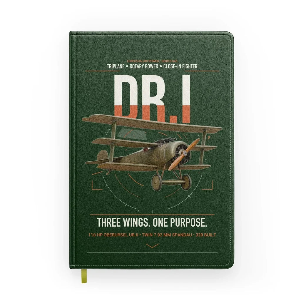 Fokker Dr.I design on dark green notebook