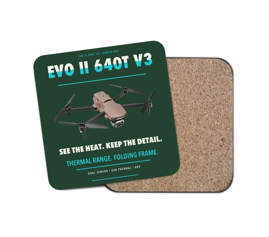 Autel EVO II Dual 640T V3 design on dark green 1 piece coaster