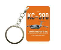 Thumbnail for Embraer KC-390 Millennium design on orange designed key chain, double-side print