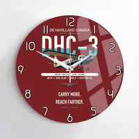 Thumbnail for DHC-3 Otter design on dark red no frame wall clock