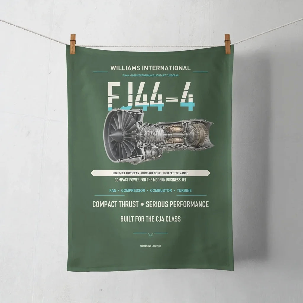FJ44-4 design on dark green towel