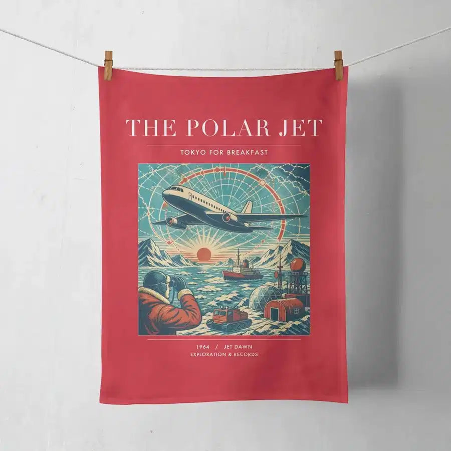 VINTAGE G4119 - The Polar Jet - Designed Towels design on red