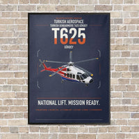 Thumbnail for Turkish Aerospace T625 Gökbey vertical canvas print - framed - navy blue background