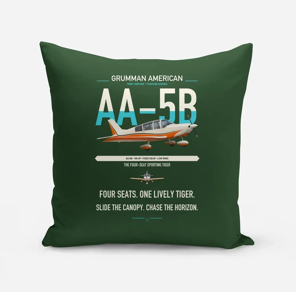 Grumman American AA-5B Tiger design on dark green pillow
