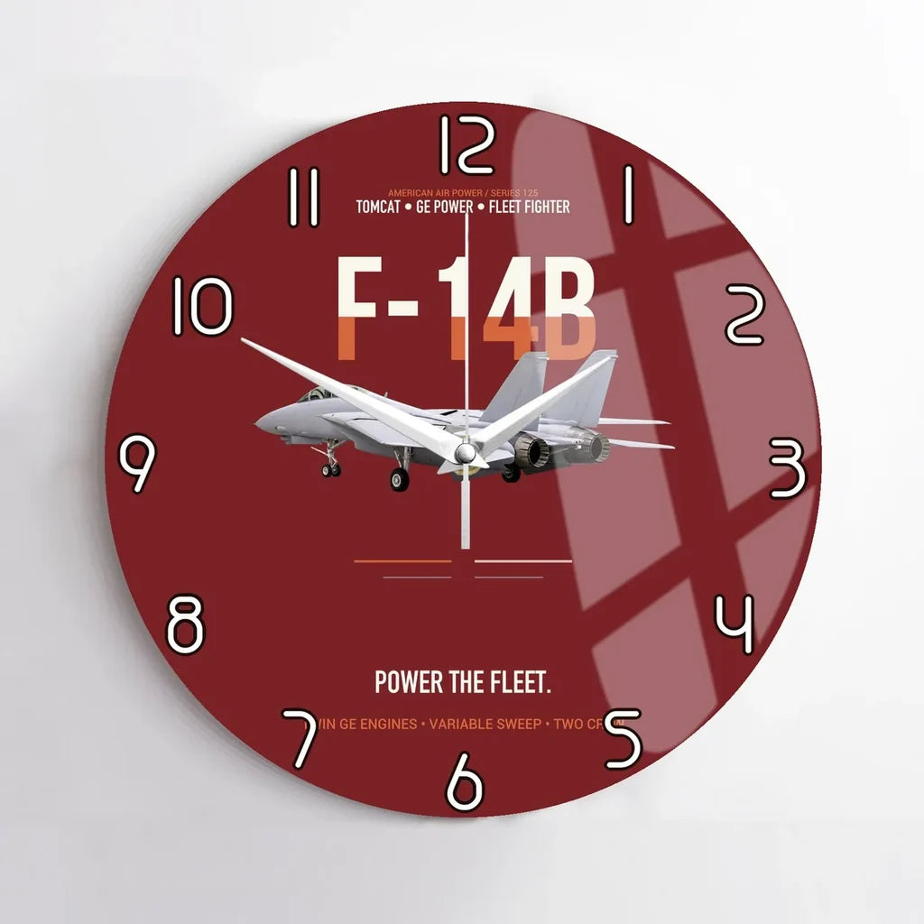 F-14B Tomcat Power The Fleet design on dark red no frame wall clock