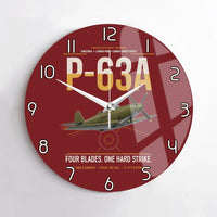 Thumbnail for P-63A Kingcobra design on dark red no frame wall clock