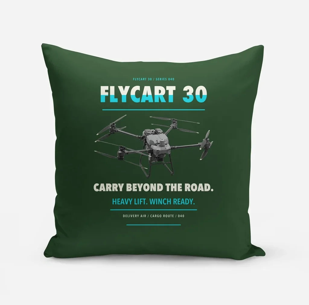 DJI FlyCart 30 design on dark green pillow