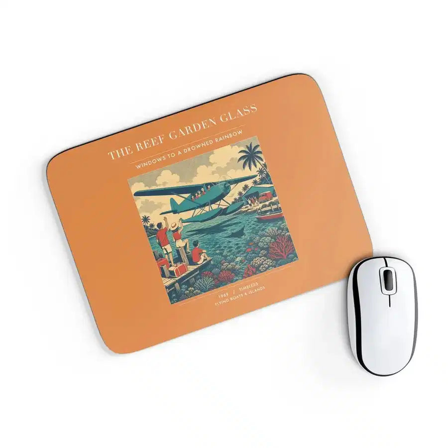 VINTAGE G4410 - The Reef Garden Glass - Designed Mouse Pads design on orange rectangle