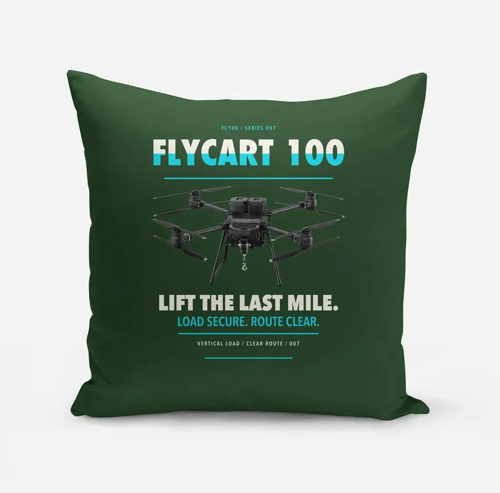 DJI FlyCart 100 design on dark green pillow