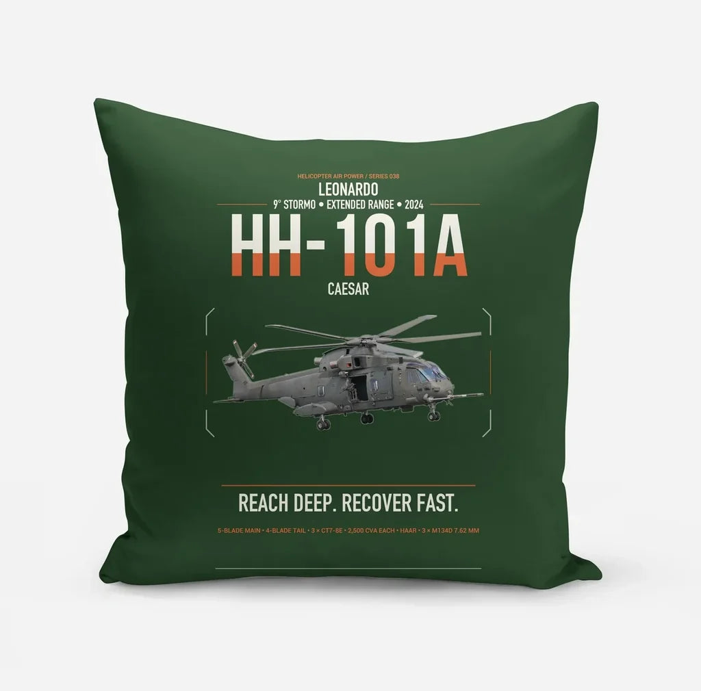 Leonardo HH-101A Caesar design on dark green pillow