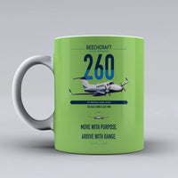 Thumbnail for Beechcraft King Air 260 design on light green ceramic mug, double-side print