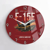 Thumbnail for F-15E Strike Eagle design on dark red no frame wall clock