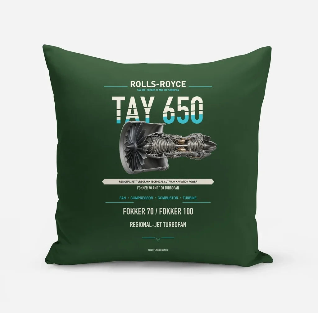 TAY 650 design on dark green pillow