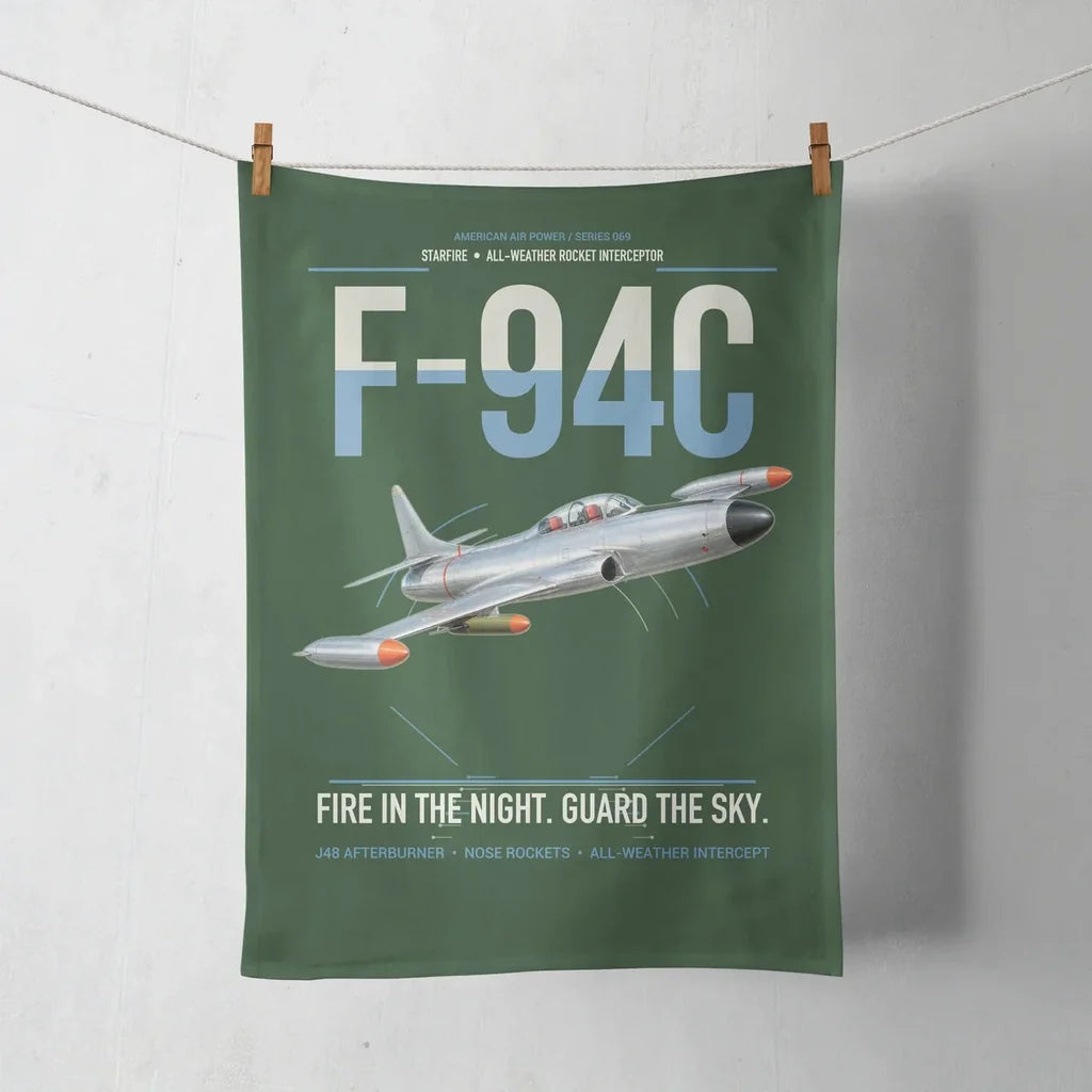 F-94C Starfire design on dark green towel