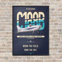 Thumbnail for Cessna A188B AgTruck vertical canvas print - framed - navy blue background