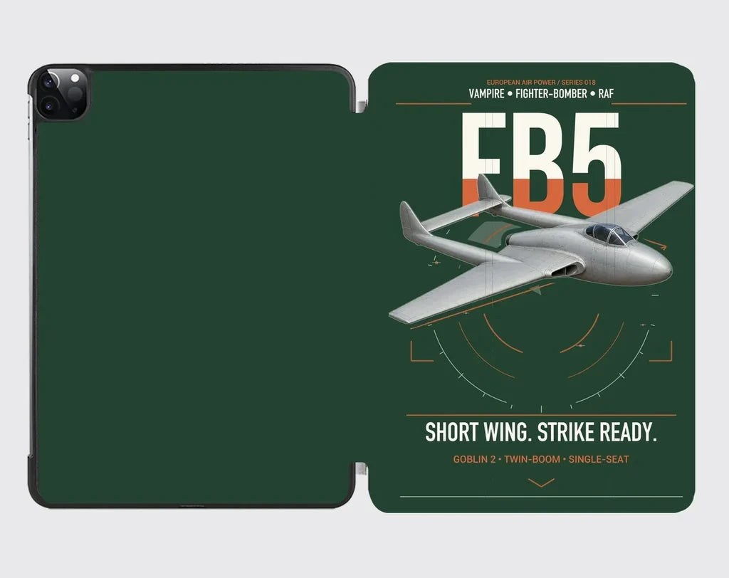 de Havilland Vampire FB5 design on dark green ipad tablet case