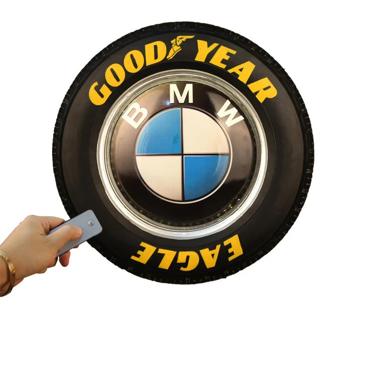 Hanging wall decoration — Retro Iron LED Tire Wall Hanging silhouette — view 14
